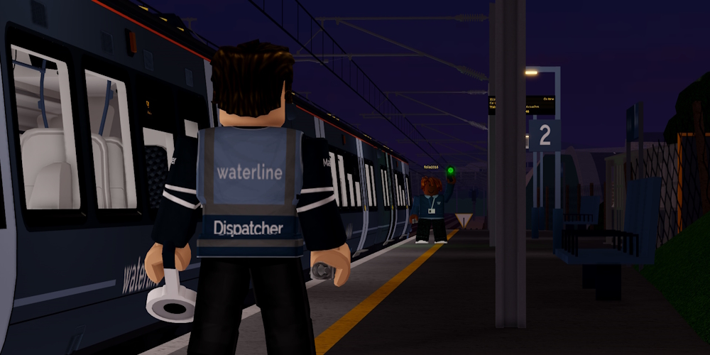 A dispatcher dispatching a train.